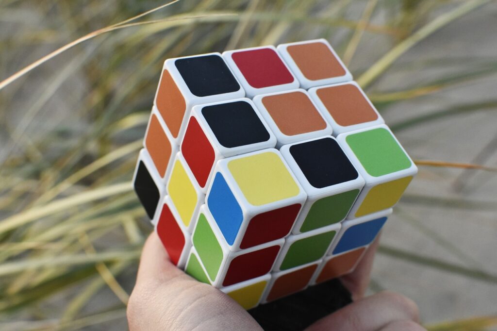 Rubik cube held in someone's hands